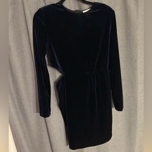 Navy Velvet Cutout Dress